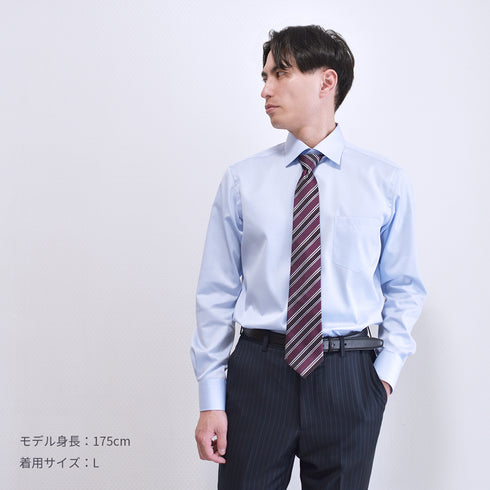 【日本製】 ワイシャツ メンズ 長袖 ビジネス 形態安定 綿100% セミワイドカラー ピンク(SNFG25-104-pi)