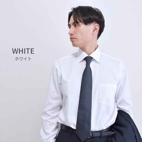 【日本製】 ワイシャツ メンズ 長袖 ビジネス 形態安定 綿100% セミワイドカラー ピンク(SNFG25-104-pi)