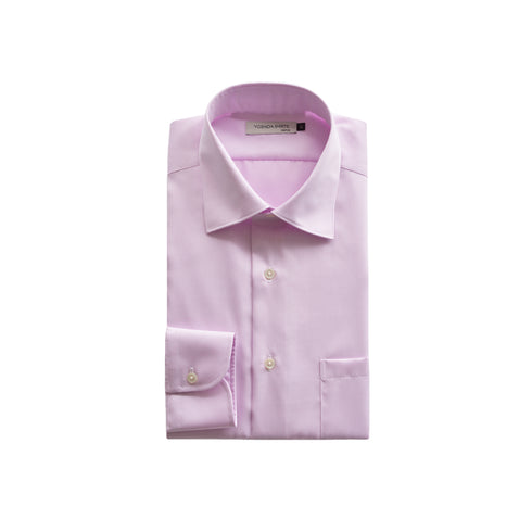 【日本製】 ワイシャツ メンズ 長袖 ビジネス 形態安定 綿100% セミワイドカラー ピンク(SNFG25-104-pi)