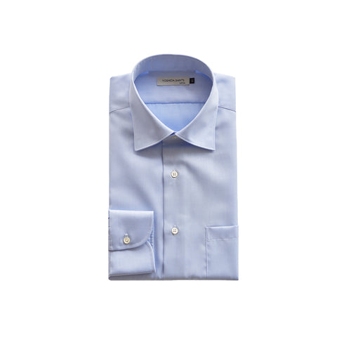 【日本製】 ワイシャツ メンズ 長袖 ビジネス 形態安定 綿100% セミワイドカラー サックス(SNFG25-104-sa)