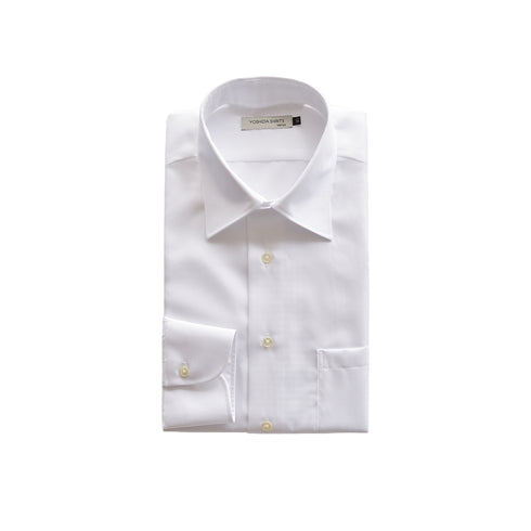 【日本製】 ワイシャツ メンズ 長袖 ビジネス 形態安定 綿100% レギュラーカラー ドビーコットン ホワイト(SNFG25-105-wh)