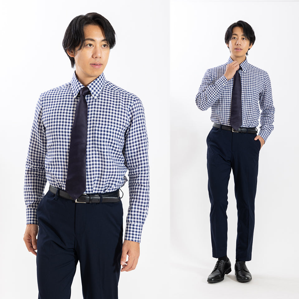 日本製】 リネンチェックシャツ メンズ 長袖 ビジネス カジュアル 麻