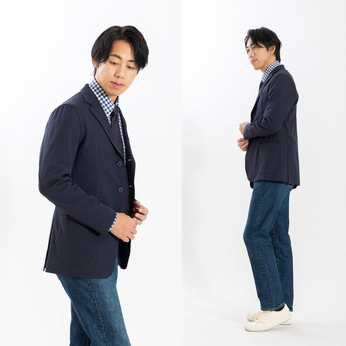 【日本製】 リネンチェックシャツ メンズ 長袖 ビジネス カジュアル 麻100% ボタンダウン ネイビー(SNFG26-118-na)