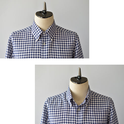 【日本製】 リネンチェックシャツ メンズ 長袖 ビジネス カジュアル 麻100% ボタンダウン ネイビー(SNFG26-118-na)