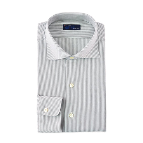 【日本製】 ワイシャツ メンズ 長袖 ビジネス ストレッチ イージーケア ノーアイロン ストライプ ワイドカラー グレー(SNKJ22-020-gr)