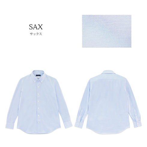 【日本製】 ワイシャツ メンズ 長袖 ビジネス 鹿の子 イージーケア ノーアイロン 無地 ボタンダウン アルビニ ホワイト(SNKJ22-014-wh)