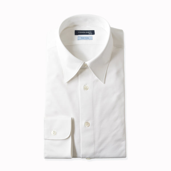 【日本製】 ワイシャツ メンズ 長袖 ビジネス 鹿の子 イージーケア ノーアイロン 無地 レギュラーカラー イージーフォーマルシャツ ホワイト(SNKN23-044-wh)