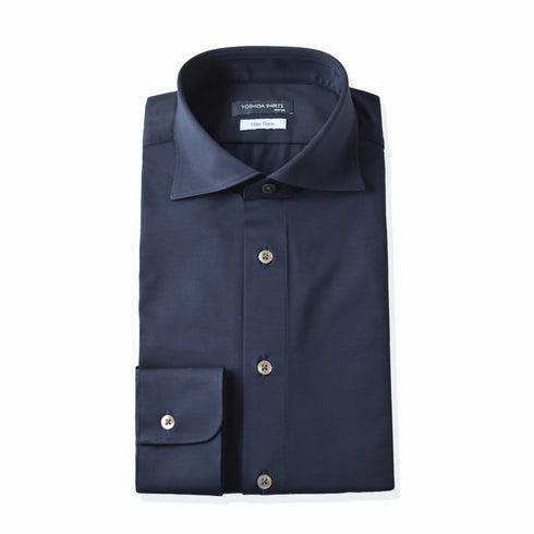 【日本製】ワイシャツ メンズ ビジネス 長袖 イージーケア ノーアイロン 無地 イージーフォーマルシャツ ネイビー(SNKN23-045-na)