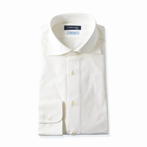 【日本製】ワイシャツ メンズ ビジネス 長袖 イージーケア ノーアイロン 無地 ワイドカラー イージーフォーマルシャツ ホワイト(SNKN23-045-wh)
