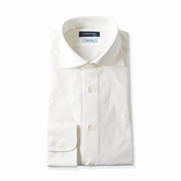 【日本製】ワイシャツ メンズ ビジネス 長袖 イージーケア ノーアイロン 無地 ワイドカラー イージーフォーマルシャツ ホワイト(SNKN23-045-wh)