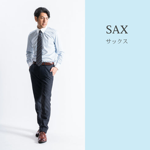 【日本製】 クレリックシャツ メンズ ビジネス 長袖 ワイシャツ イージーケア ノーアイロン 無地 イージーフォーマルシャツ パープル(SNKN23-049-pu)