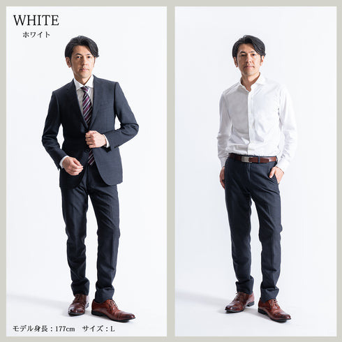 【日本製】 ワイシャツ メンズ ビジネス 長袖 イージーケア ノーアイロン 無地 ワイドカラー イージーフォーマルシャツ ピンク(SNKN23-050-pi)