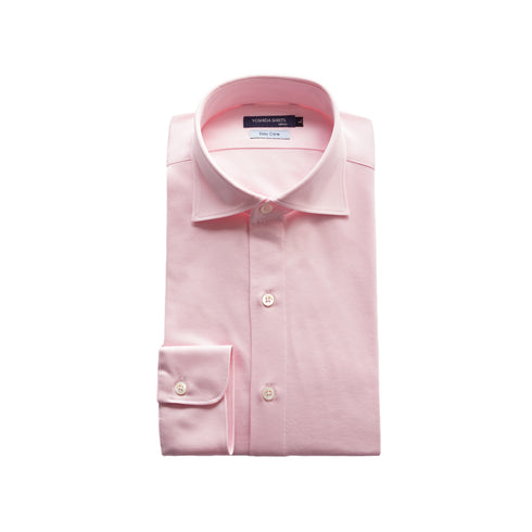 【日本製】 ワイシャツ メンズ ビジネス 長袖 イージーケア ノーアイロン 無地 ワイドカラー イージーフォーマルシャツ ピンク(SNKN23-050-pi)