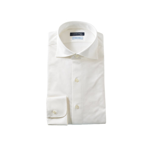 【日本製】 ワイシャツ メンズ ビジネス 長袖 イージーケア ノーアイロン 無地 ワイドカラー イージーフォーマルシャツ ホワイト(SNKN23-050-wh)