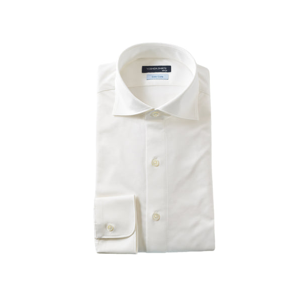 【日本製】 ワイシャツ メンズ ビジネス 長袖 イージーケア ノーアイロン 無地 ワイドカラー イージーフォーマルシャツ ホワイト(SNKN23-050-wh)