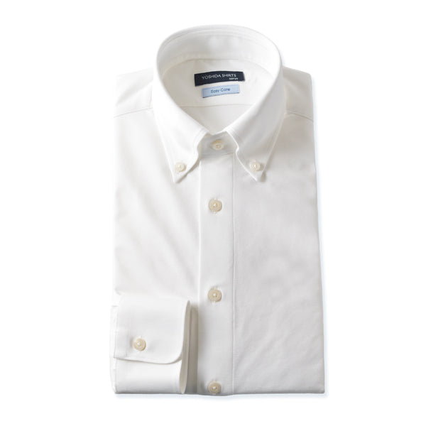【日本製】 ワイシャツ メンズ 長袖 ビジネス イージーケア ノーアイロン 無地 ボタンダウン イージーフォーマルシャツ ホワイト(SNKN23-052-wh)