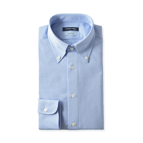 【日本製】ワイシャツ メンズ ビジネス 長袖 吸水速乾 ストレッチ ノーアイロン 無地 ボタンダウン イージーフォーマルシャツ サックス(SNKN23-053054b-sa)