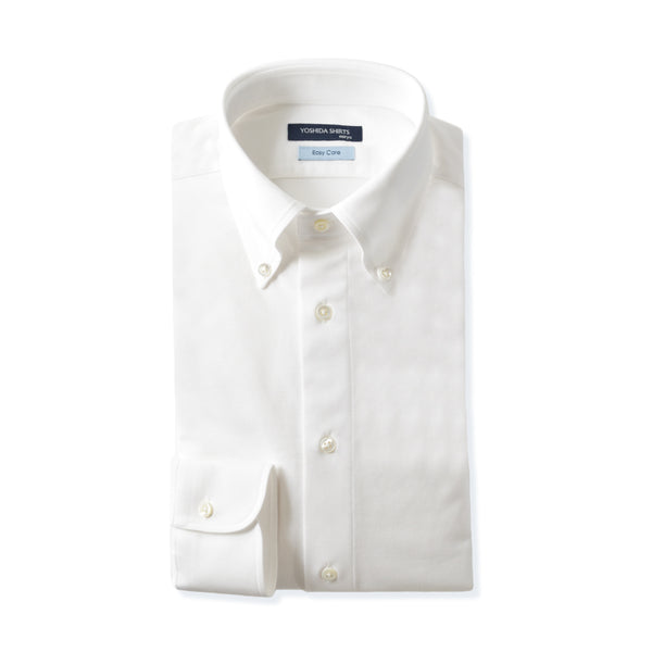 【日本製】ワイシャツ メンズ ビジネス 長袖 吸水速乾 ストレッチ ノーアイロン 無地 ボタンダウン イージーフォーマルシャツ ホワイト(SNKN23-053054b-wh)