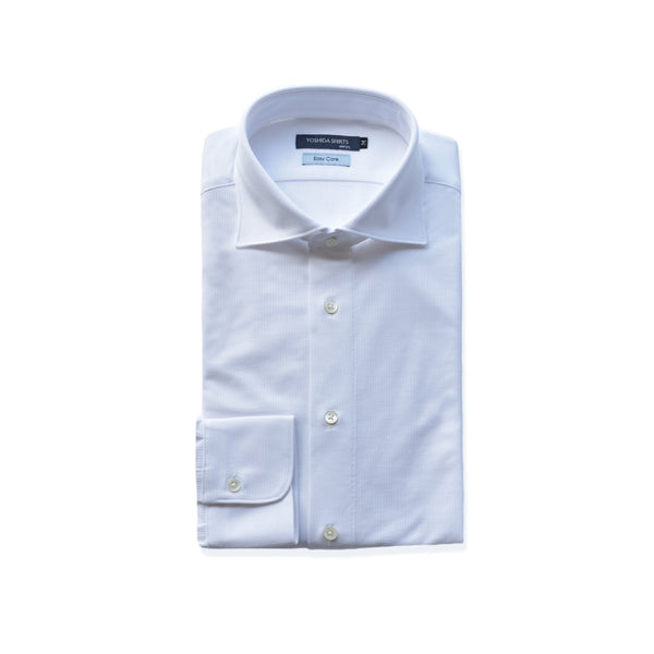 【日本製】ワイシャツ メンズ 長袖 ビジネス 吸水速乾 イージーケア 無地 ワイドカラー ハニカムメッシュ ホワイト(SNKN24-068-wh)