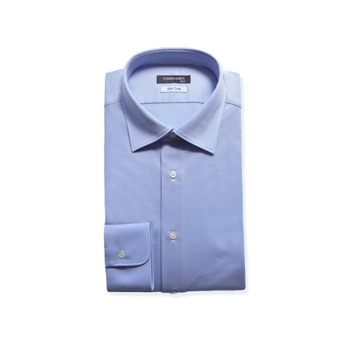 【日本製】ワイシャツ メンズ ビジネス 長袖 イージーケア ノーアイロン 無地 セミワイドカラー イージーフォーマルシャツ サックス(SNKN24-075-sa)