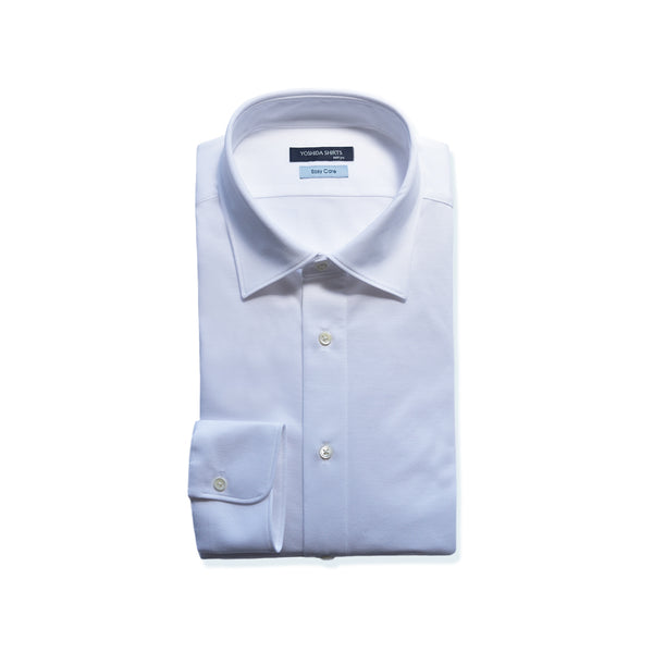 【日本製】ワイシャツ メンズ ビジネス 長袖 イージーケア ノーアイロン 無地 セミワイドカラー イージーフォーマルシャツ ホワイト(SNKN24-075-wh)