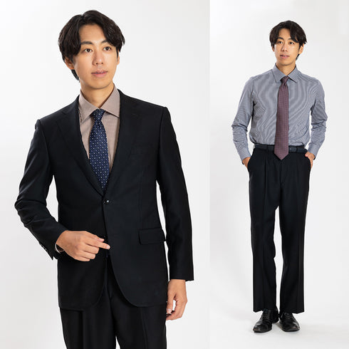 【日本製】ワイシャツ メンズ 長袖 ビジネス カジュアル イージーケア ノーアイロン セミワイドカラー ロンドンストライプ アルビニコットン ブラウン(SNKN24-078-br)