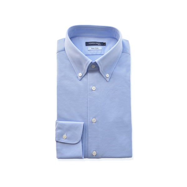 【日本製】ワイシャツ メンズ ビジネス 長袖 イージーケア ノーアイロン 無地 ボタンダウン イージーフォーマルシャツ サックス(SNKN24-081-sa)