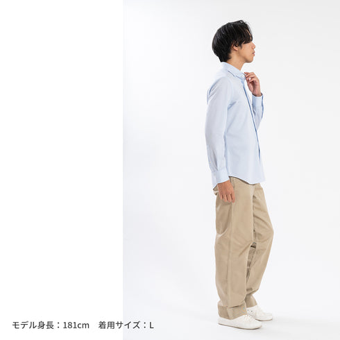 【日本製】 ビジネス ワイシャツ 長袖 メンズ 形態安定 ノンアイロン 綿100% ピケストライプ イージーフォーマルシャツ サックス(SNKN25-099-sa)