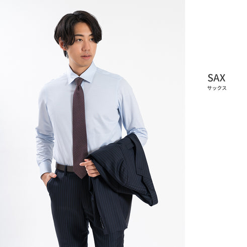 【日本製】 ビジネス ワイシャツ 長袖 メンズ 形態安定 ノンアイロン 綿100% イージーフォーマルシャツ ホワイト(SNKN25-100-wh)