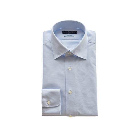 【日本製】 ビジネス ワイシャツ 長袖 メンズ 形態安定 ノンアイロン 綿100% イージーフォーマルシャツ サックス(SNKN25-100-sa)