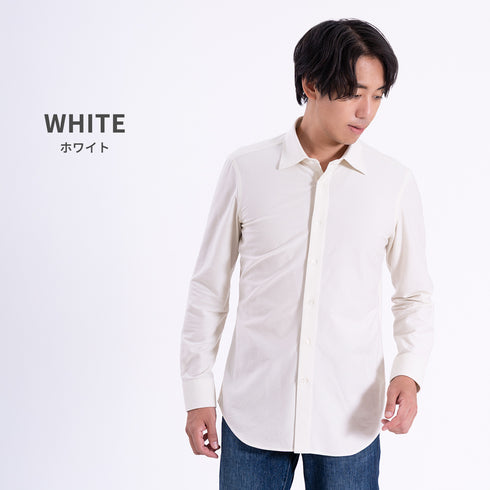 【日本製】長袖 ネルシャツ メンズ ビジネス 暖かい 柔らかい ニットシャツ セミワイドカラー ネイビー(SNKN25-110-na)