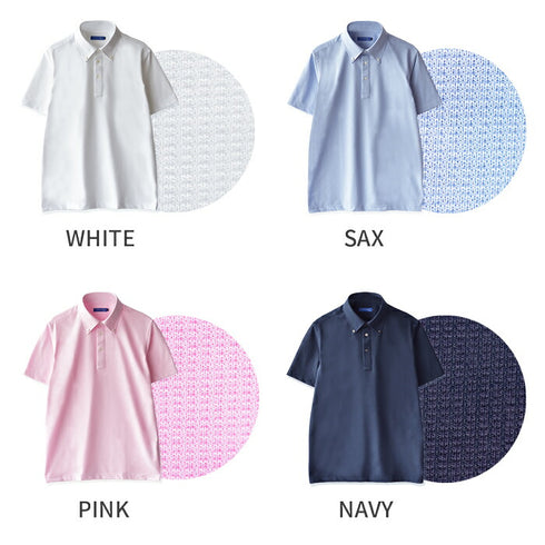 【日本製】 ポロシャツ メンズ 半袖 吸水速乾 軽い 無地 ボタンダウン ハニカムメッシュ ピンク(SPKB24-069-pi)