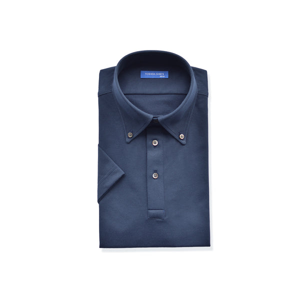 【日本製】 ポロシャツ メンズ 半袖 吸水速乾 軽い 無地 ボタンダウン ハニカムメッシュ ネイビー(SPKB24-069-na)