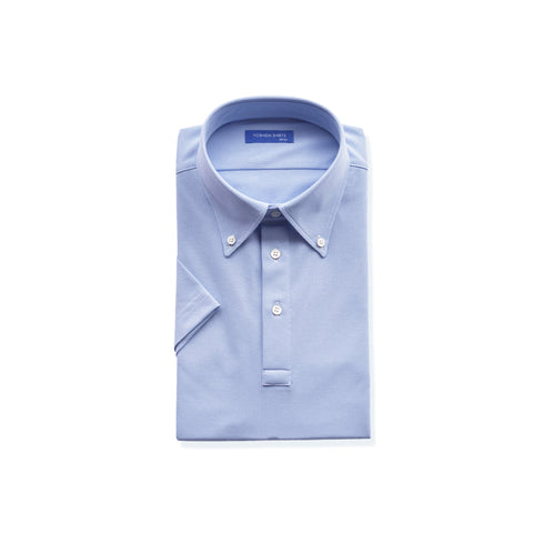 【日本製】 ポロシャツ メンズ 半袖 吸水速乾 軽い 無地 ボタンダウン ハニカムメッシュ サックス(SPKB24-069-sa)