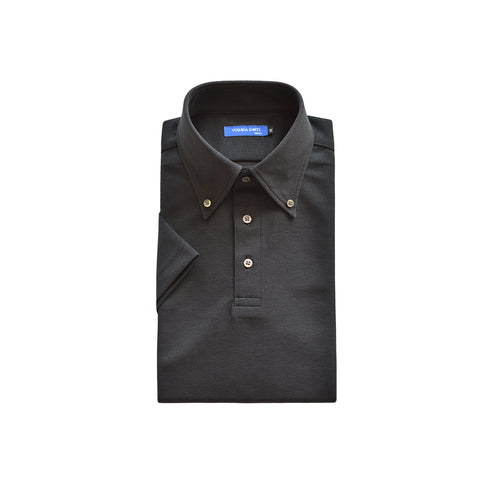 【日本製】 ポロシャツ ビジネス メンズ 半袖 吸水速乾 フィールドセンサー ボタンダウン 無地 ブラック(SPKB25-089-bk)