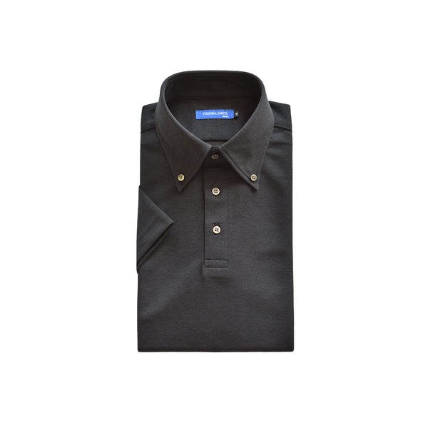 【日本製】 ポロシャツ ビジネス メンズ 半袖 吸水速乾 フィールドセンサー ボタンダウン 無地 ブラック(SPKB25-089-bk)