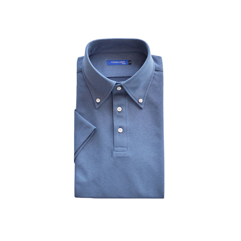 【日本製】 ポロシャツ ビジネス メンズ 半袖 吸水速乾 フィールドセンサー ボタンダウン 無地 ブルー(SPKB25-089-bl)