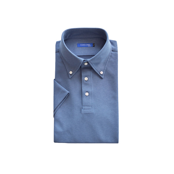 【日本製】 ポロシャツ ビジネス メンズ 半袖 吸水速乾 フィールドセンサー ボタンダウン 無地 ブルー(SPKB25-089-bl)