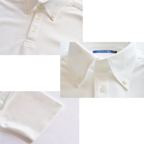 【日本製】 ポロシャツ ビジネス メンズ 半袖 吸水速乾 フィールドセンサー ボタンダウン 無地 ホワイト(SPKB25-089-wh)