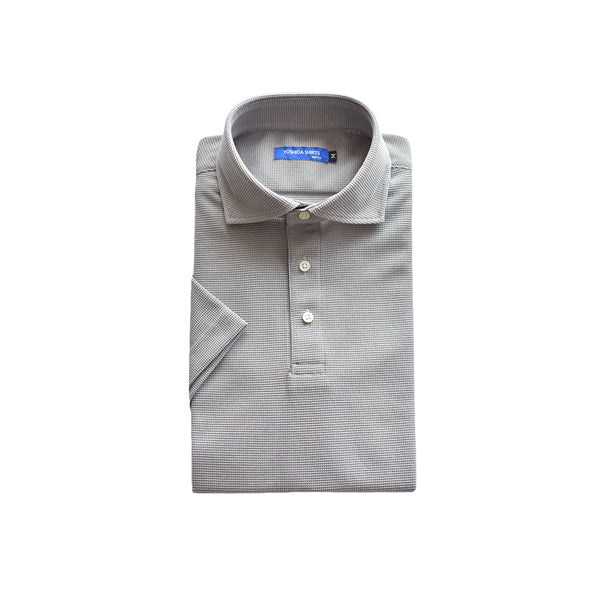 【日本製】 ワッフル ポロシャツ メンズ 半袖 吸水速乾 無地 ワイドカラー グレー(SPKB25-090-gr)