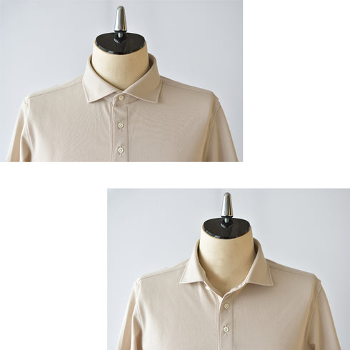 【日本製】 メンズ ポロシャツ 半袖 鹿の子 カノコ 吸水速乾 クールマックス 無地 ワイドカラー ベージュ(SPKB25-091-be)