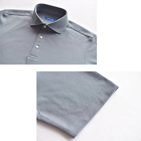 【日本製】 メンズ ポロシャツ 半袖 鹿の子 カノコ 吸水速乾 クールマックス 無地 ワイドカラー ベージュ(SPKB25-091-be)