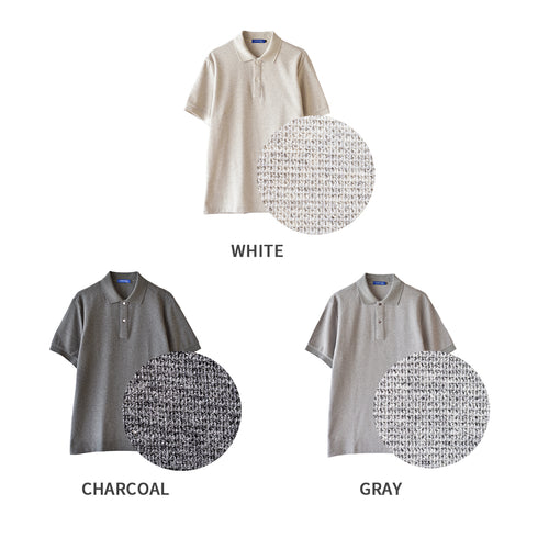 【日本製】 メンズ ポロシャツ 半袖 ドライタッチ 綿100% リブ襟 無地 グレー(SPKB25-093-gr)