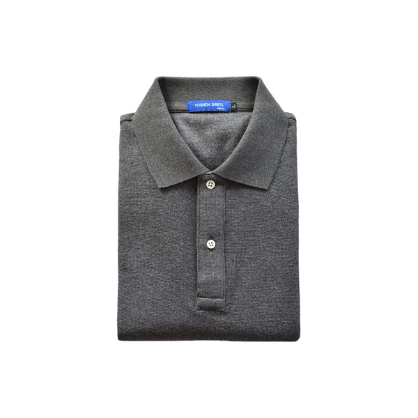 【日本製】 メンズ ポロシャツ 半袖 ドライタッチ 綿100% リブ襟 無地 チャコール(SPKB25-093-ch)