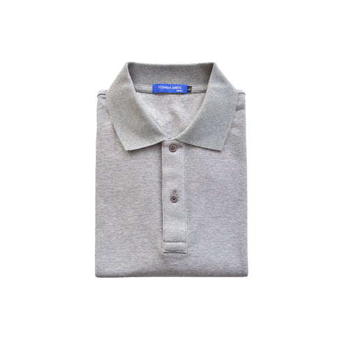 【日本製】 メンズ ポロシャツ 半袖 ドライタッチ 綿100% リブ襟 無地 グレー(SPKB25-093-gr)