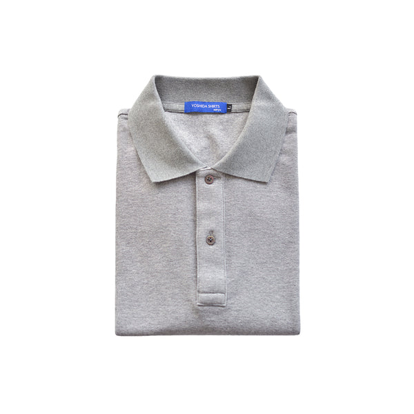 【日本製】 メンズ ポロシャツ 半袖 ドライタッチ 綿100% リブ襟 無地 グレー(SPKB25-093-gr)