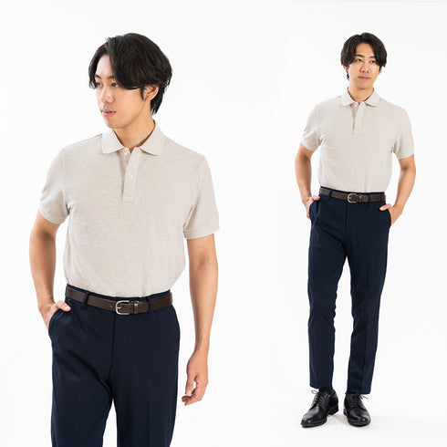 【日本製】 メンズ ポロシャツ 半袖 ドライタッチ 綿100% リブ襟 無地 グレー(SPKB25-093-gr)