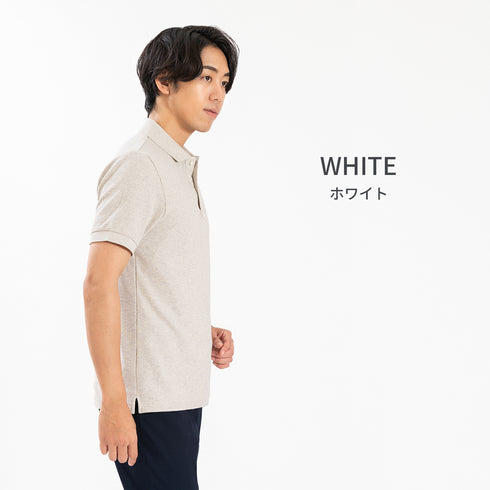 【日本製】 メンズ ポロシャツ 半袖 ドライタッチ 綿100% リブ襟 無地 グレー(SPKB25-093-gr)