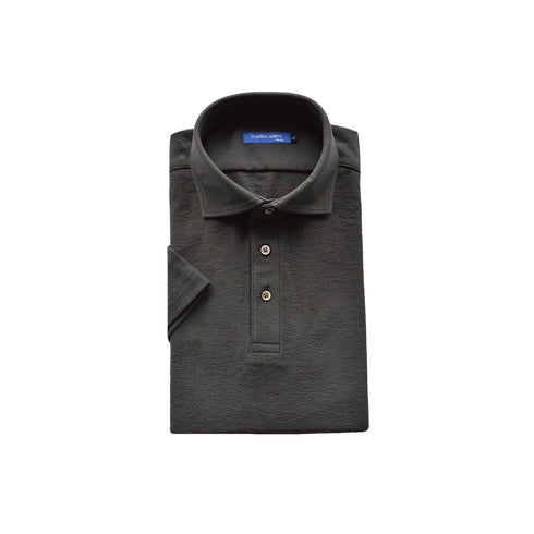 【日本製】 ポロシャツ メンズ 半袖 ビジネス 綿100% 天然素材 やわらかい ドライタッチ 無地 ワイドカラー チャコール(SPKB25-094-ch)