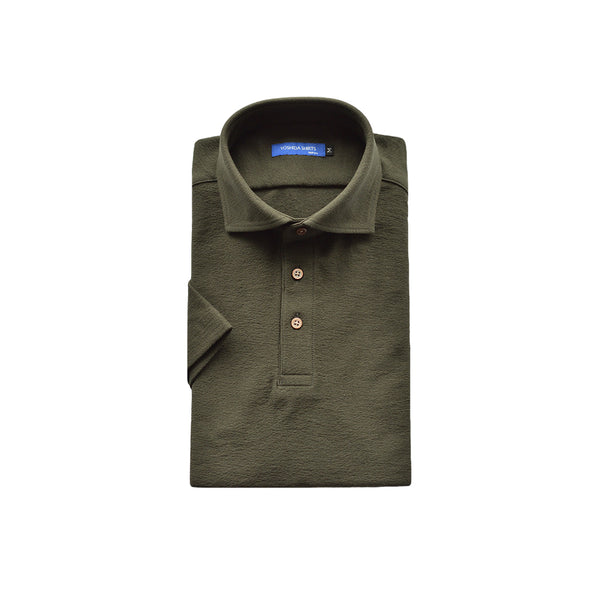 【日本製】 ポロシャツ メンズ 半袖 ビジネス 綿100% 天然素材 やわらかい ドライタッチ 無地 ワイドカラー カーキ(SPKB25-094-kh)